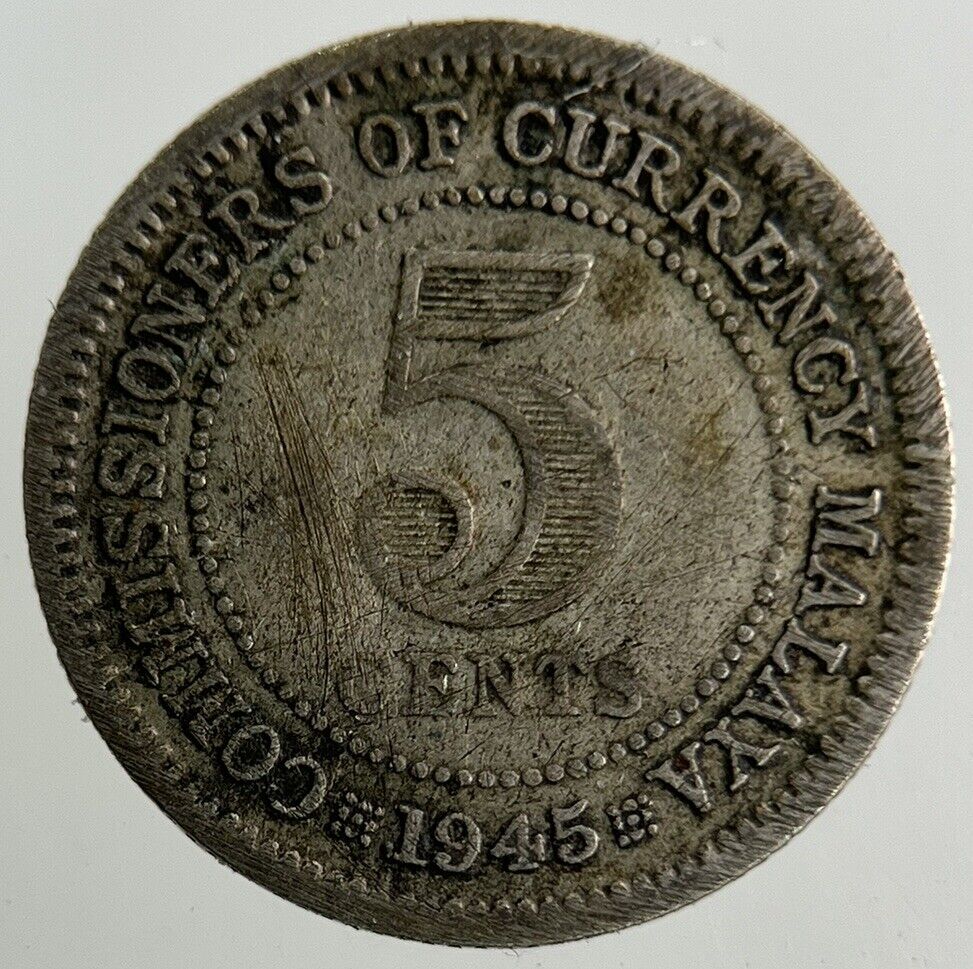 1945 Malaya 5 Cents Silver Coin | Collectable Grade