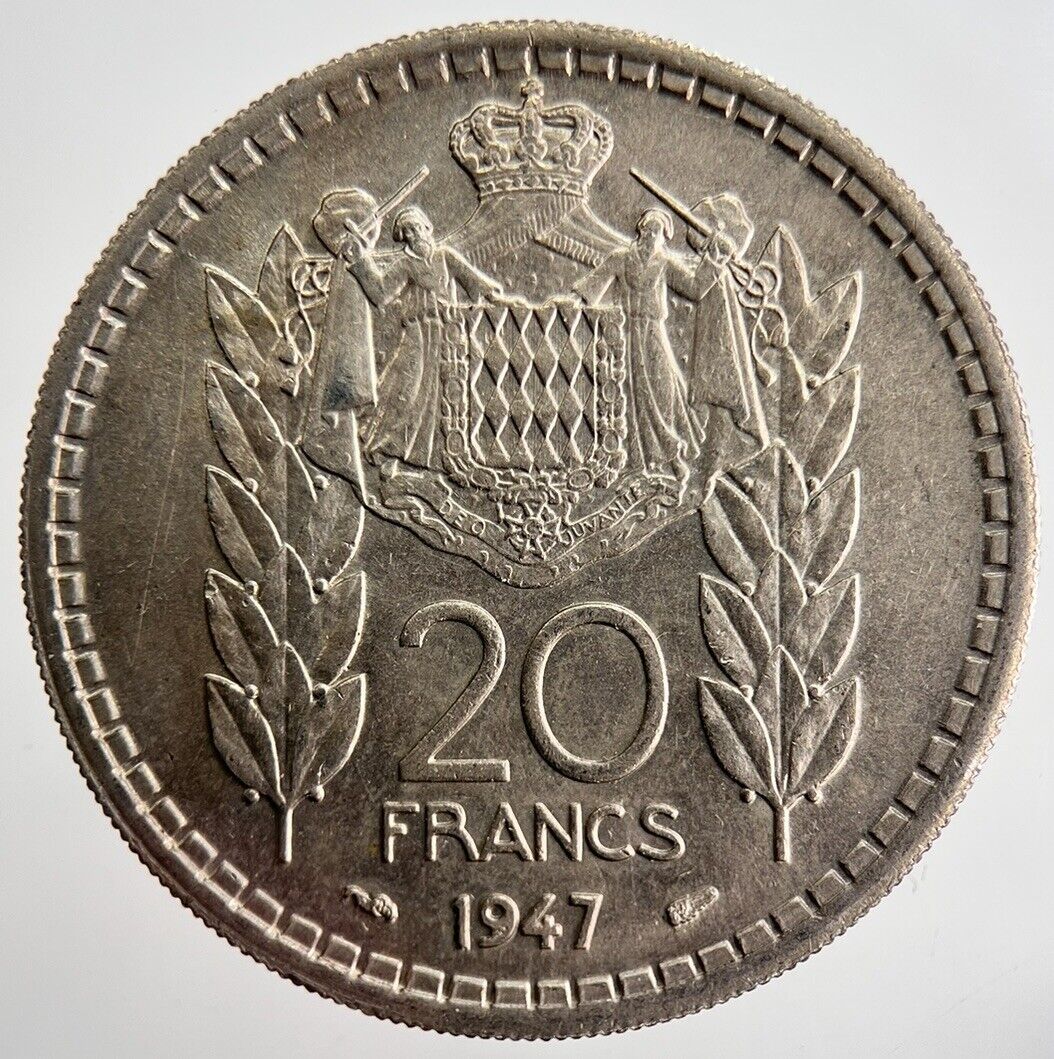 1947 Monaco 20 Francs Coin | Very High Grade | a2532