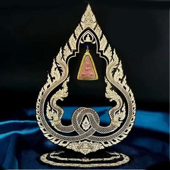 Black & Gold Thai Buddha Themed Hanging Charm / Amulet / Medal Display Stand