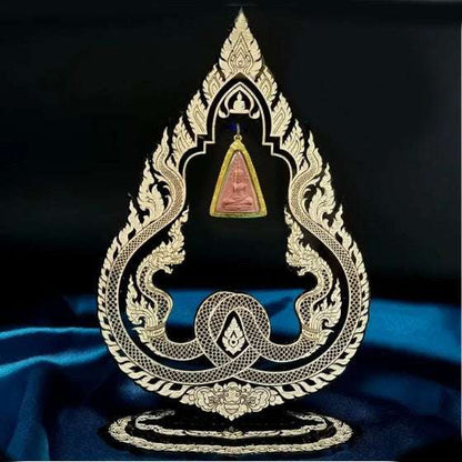 Black & Gold Thai Buddha Themed Hanging Charm / Amulet / Medal Display Stand