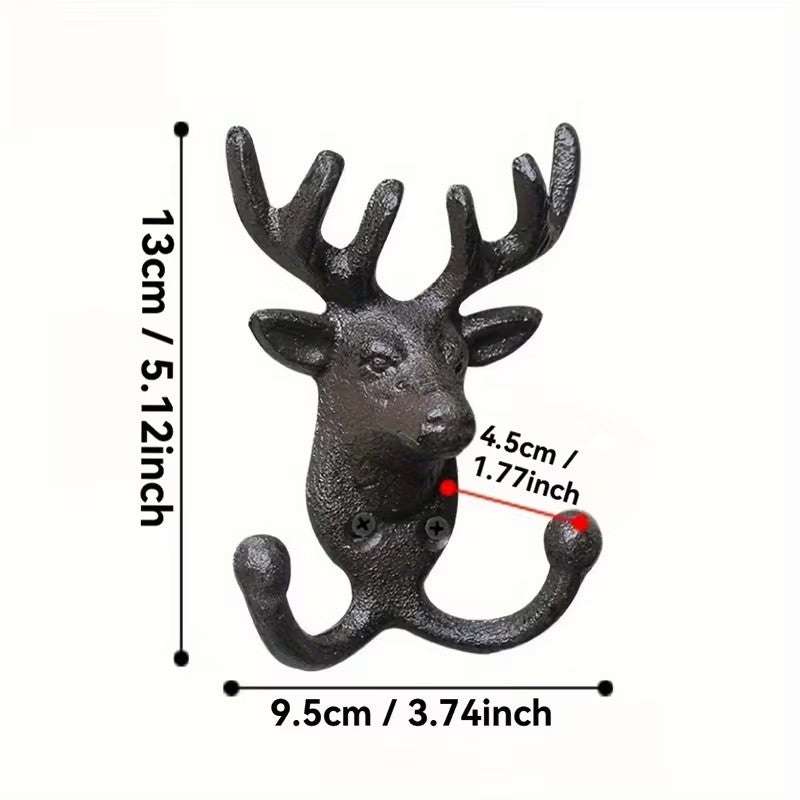 Cast Iron Heavy Duty Deer Clothing Hook Wall Mounted Hanging Rack Holder