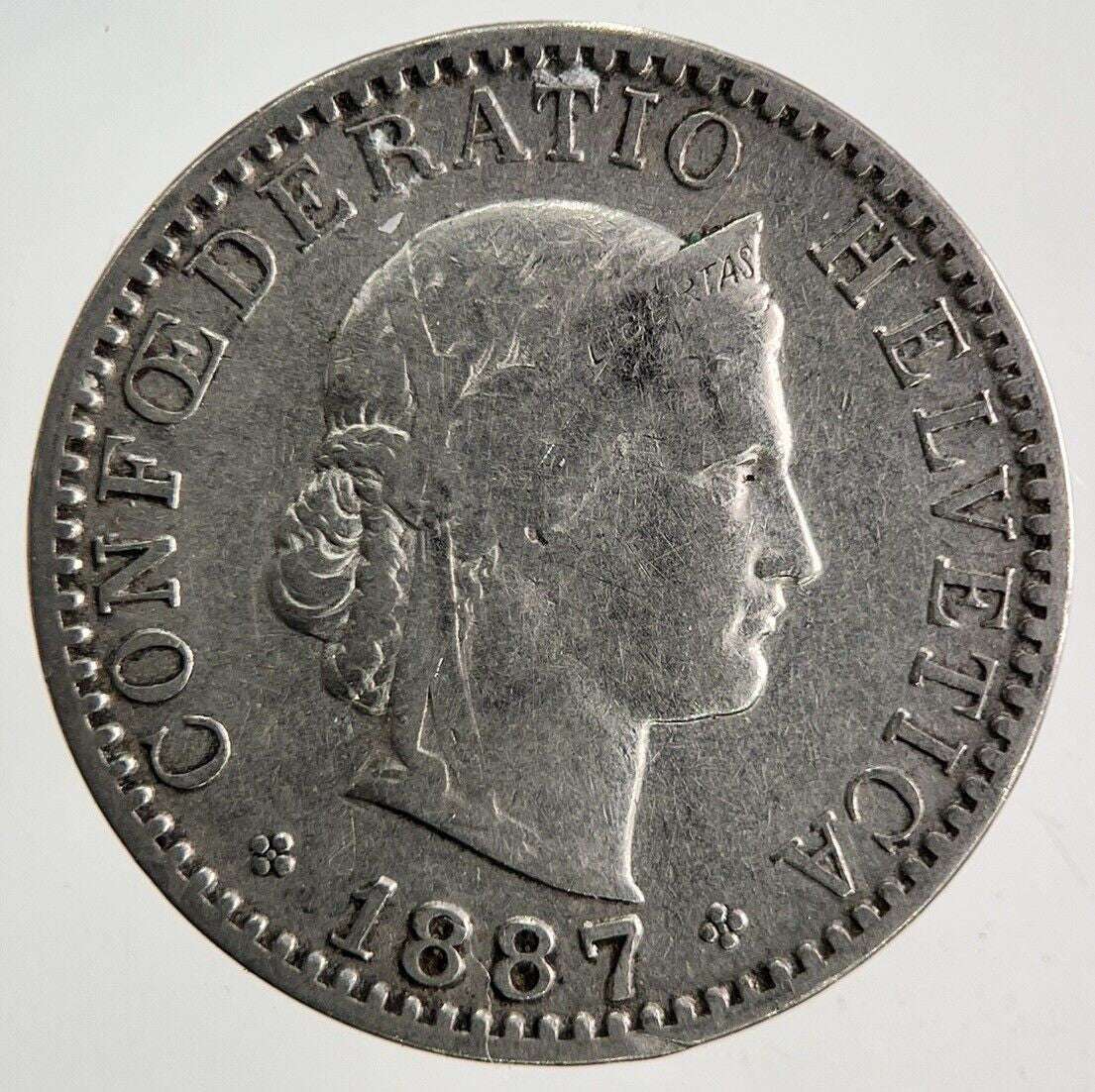 1887 Switzerland Swiss 20 Rappen Coin | Fine Collectable Grade