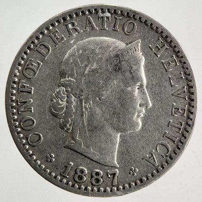 1887 Switzerland Swiss 20 Rappen Coin | Fine Collectable Grade