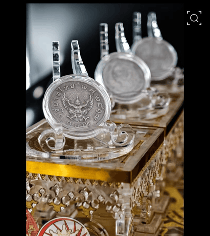 Clear & Gold Multi Purpose Display Table Stand For Coins / Amulet / Medals