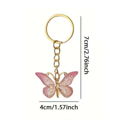 Mini Cute Purple & Gold Butterfly Keyring Premium Keychain Gift UK
