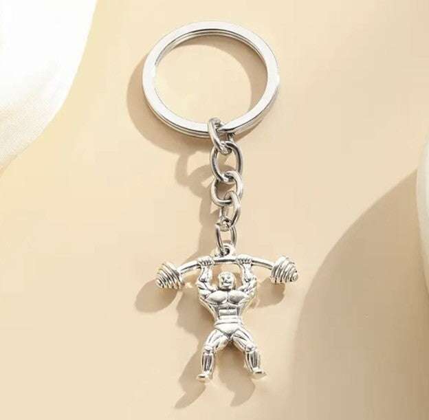 Mini Metal Bodybuilder Strong Man Gym Weights Keyring Premium Keychain Gift UK