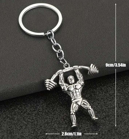 Mini Metal Bodybuilder Strong Man Gym Weights Keyring Premium Keychain Gift UK