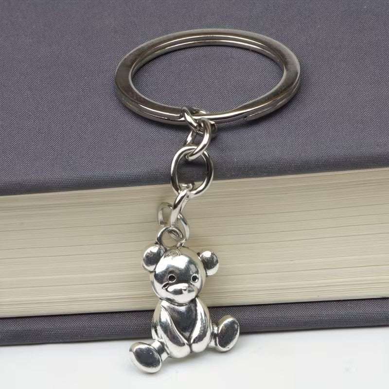 Mini Metal Cute Teddy Bear Charm Keyring Keychain Gift UK