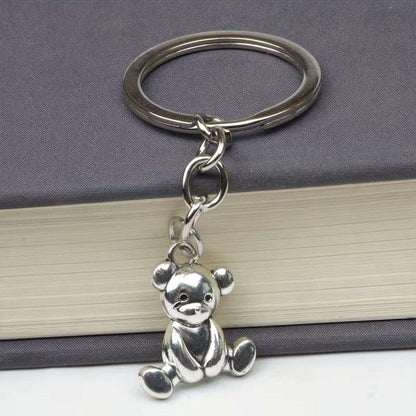 Mini Metal Cute Teddy Bear Charm Keyring Keychain Gift UK