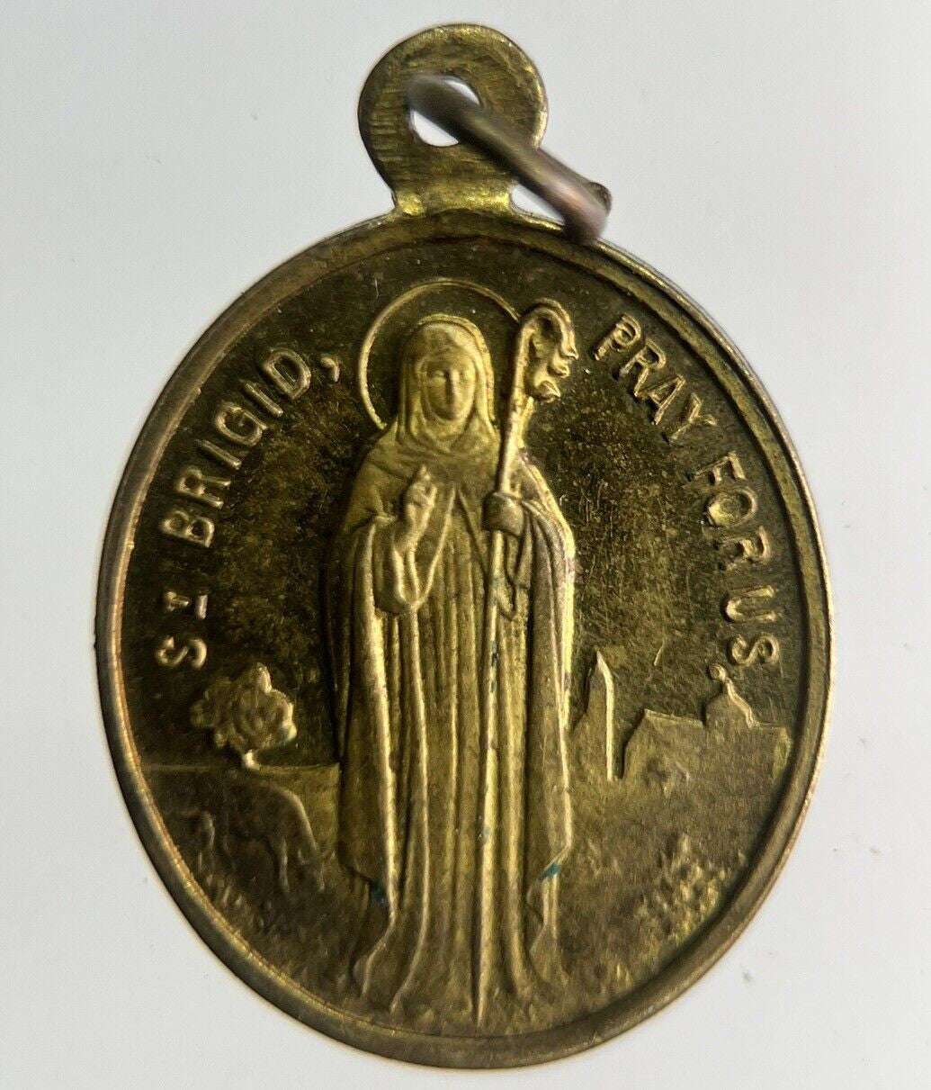 Old St Patrick Pray For Us Medal Necklace Charm | Height 1.5cm Collectable Grade