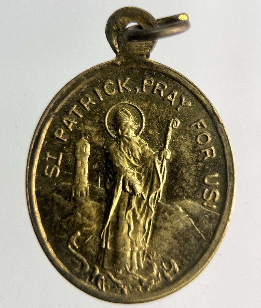 Old St Patrick Pray For Us Medal Necklace Charm | Height 1.5cm Collectable Grade