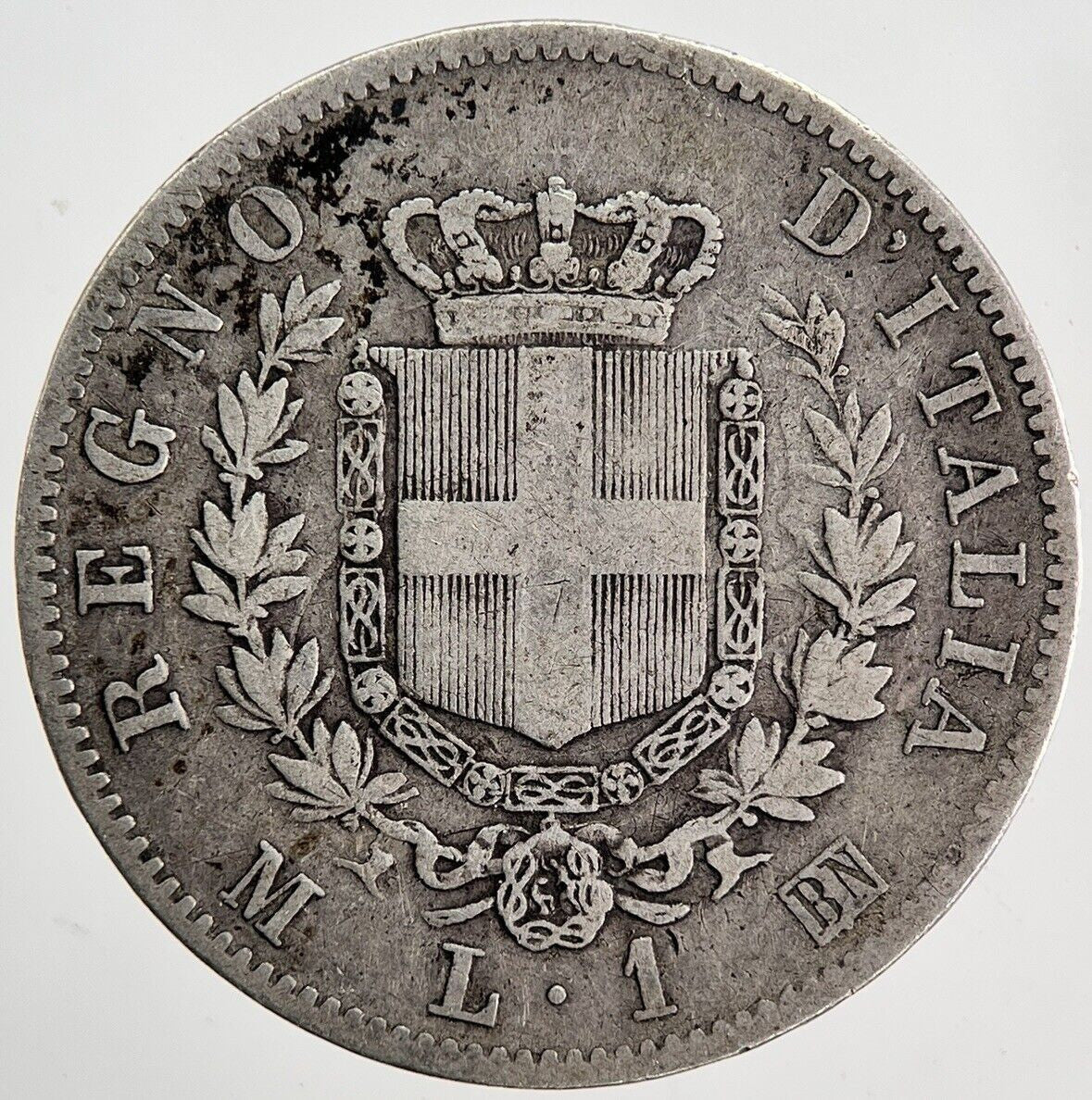 1863 Italy 1 Lira Silver Coin | Fine Collectable Grade | a6236