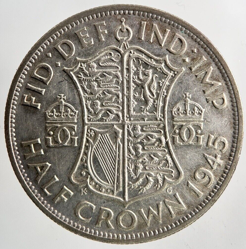 1945 George VI Half - Crown Silver Coin | Fine Collectable Grade