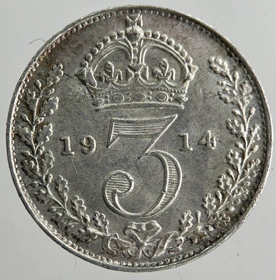 1914 George V Threepence Silver Coin | Very High Grade