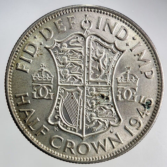 1945 George VI Half - Crown Silver Coin | Very High Grade