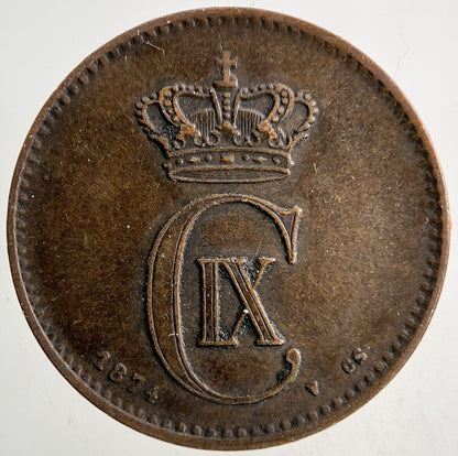1874 Denmark 2 Ore Coin | Fine Collectable Grade