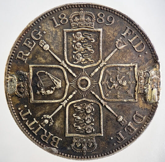 1889 Ex Mount Victoria Double - Florin Silver Coin | Very Fine Grade | a2164