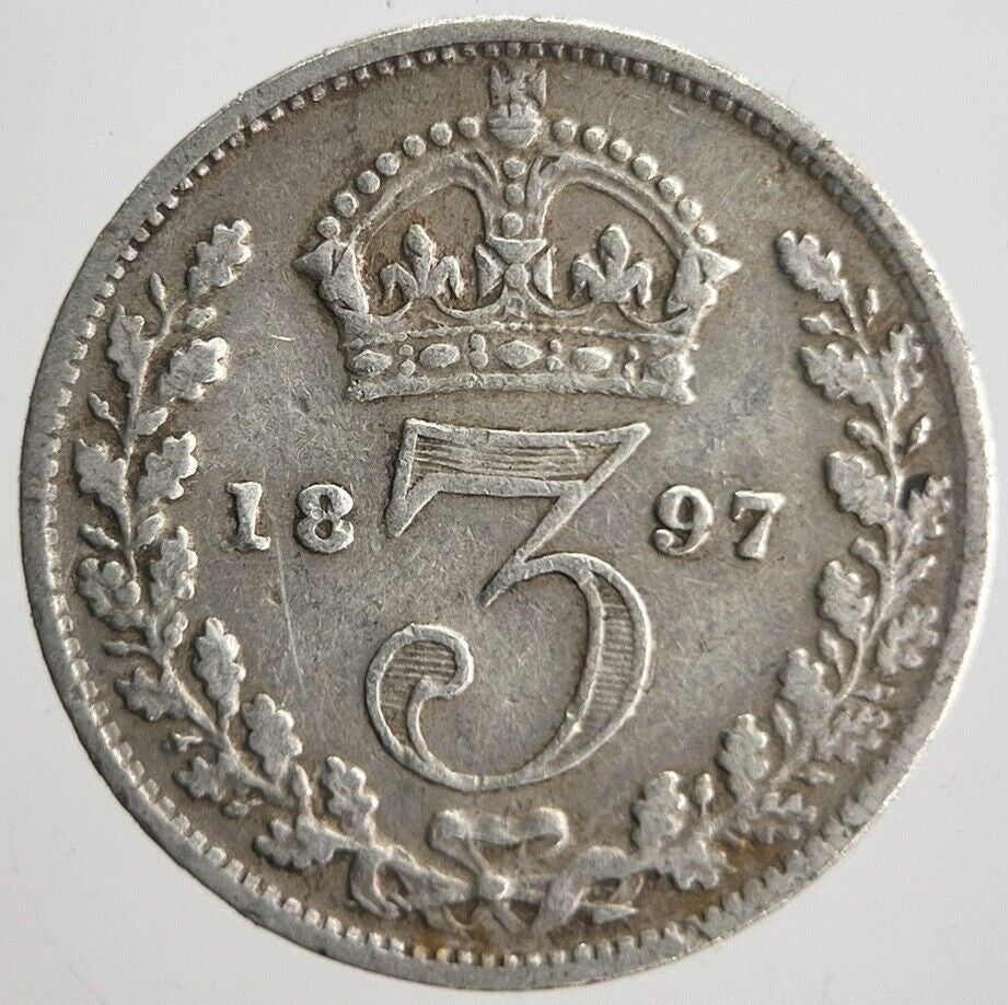 1897 Victoria Threepence Silver Coin | Collectable Grade | a4554