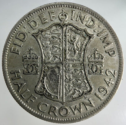 1942 George VI Half - Crown Silver Coin | Fine Collectable Grade