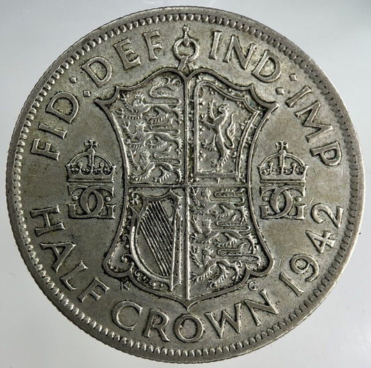 1942 George VI Half - Crown Silver Coin | Fine Collectable Grade