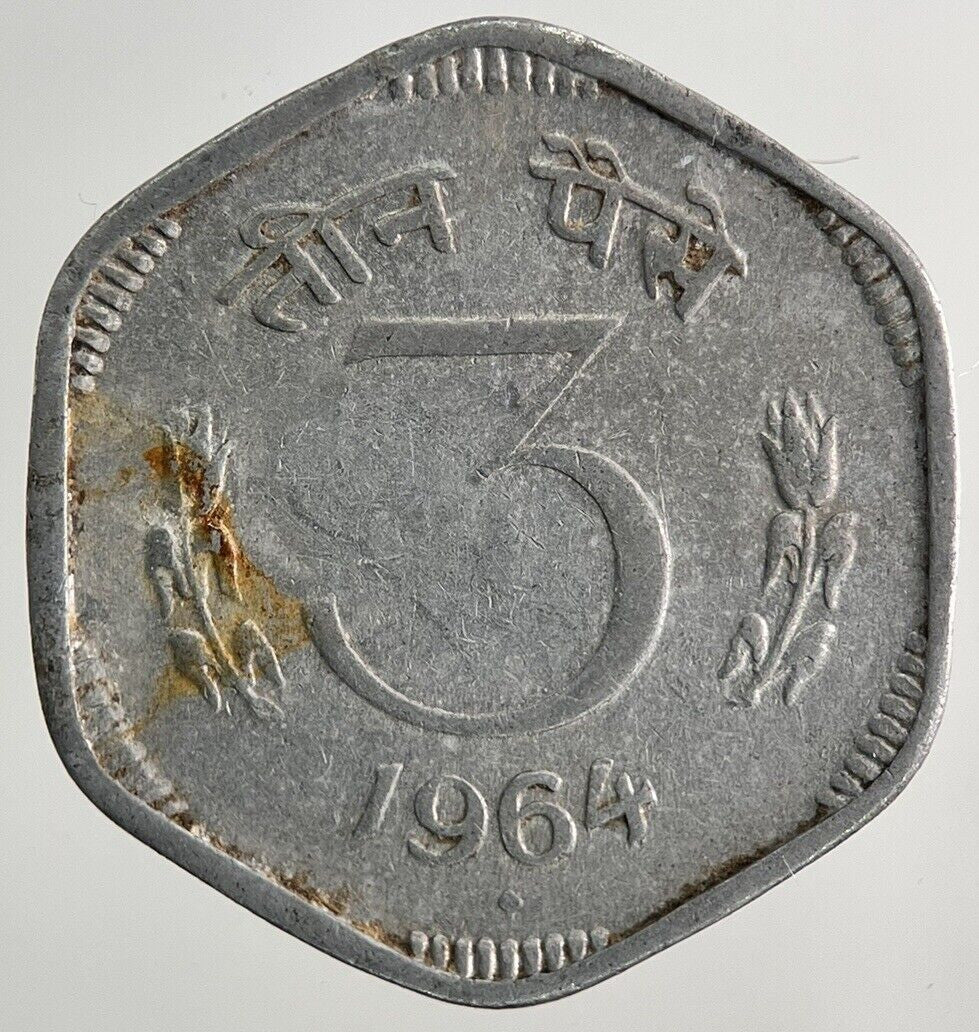 1964 India 3 Paise Coin | Fine Collectable Grade