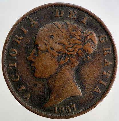 1857 Victoria Half-Penny Coin | Fine Collectable Grade
