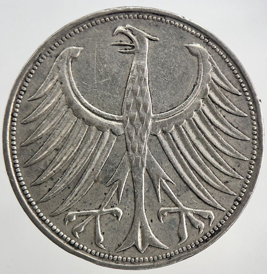 1951 - F Germany 5 Mark Silver Coin | Fine Collectable Grade