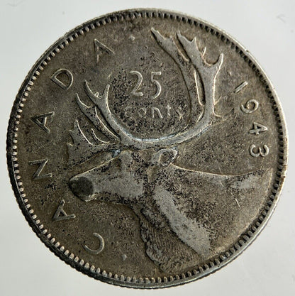 1943 Canada 25 Cents Silver Coin | Fine Collectable Grade
