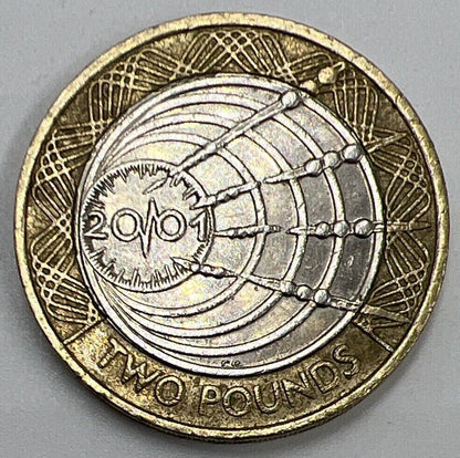 2001 Elizabeth First Wireless Transmission £2 British Coin | Fine Grade | a1386