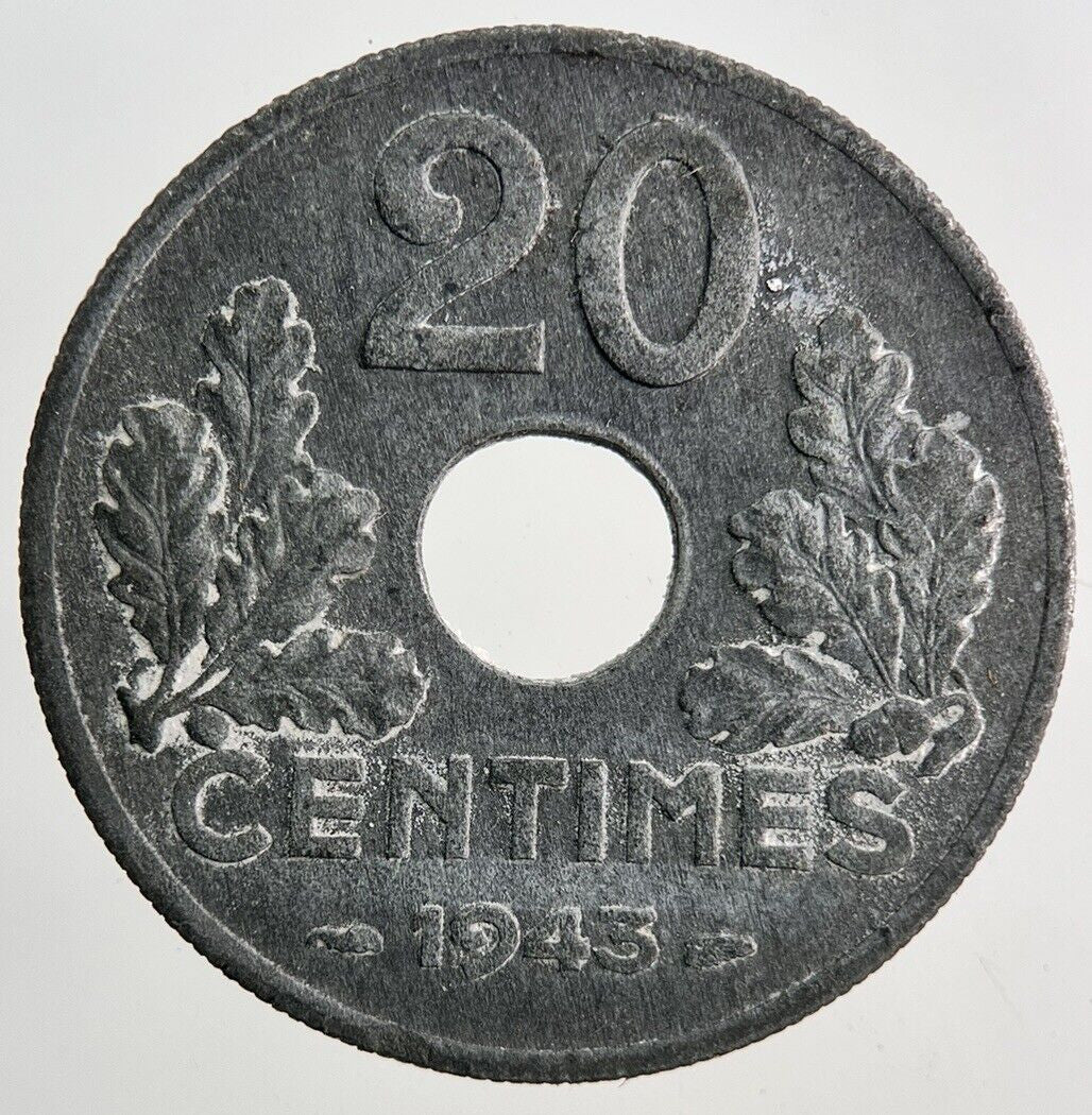 1943 France 20 Centimes Coin | Fine Collectable Grade