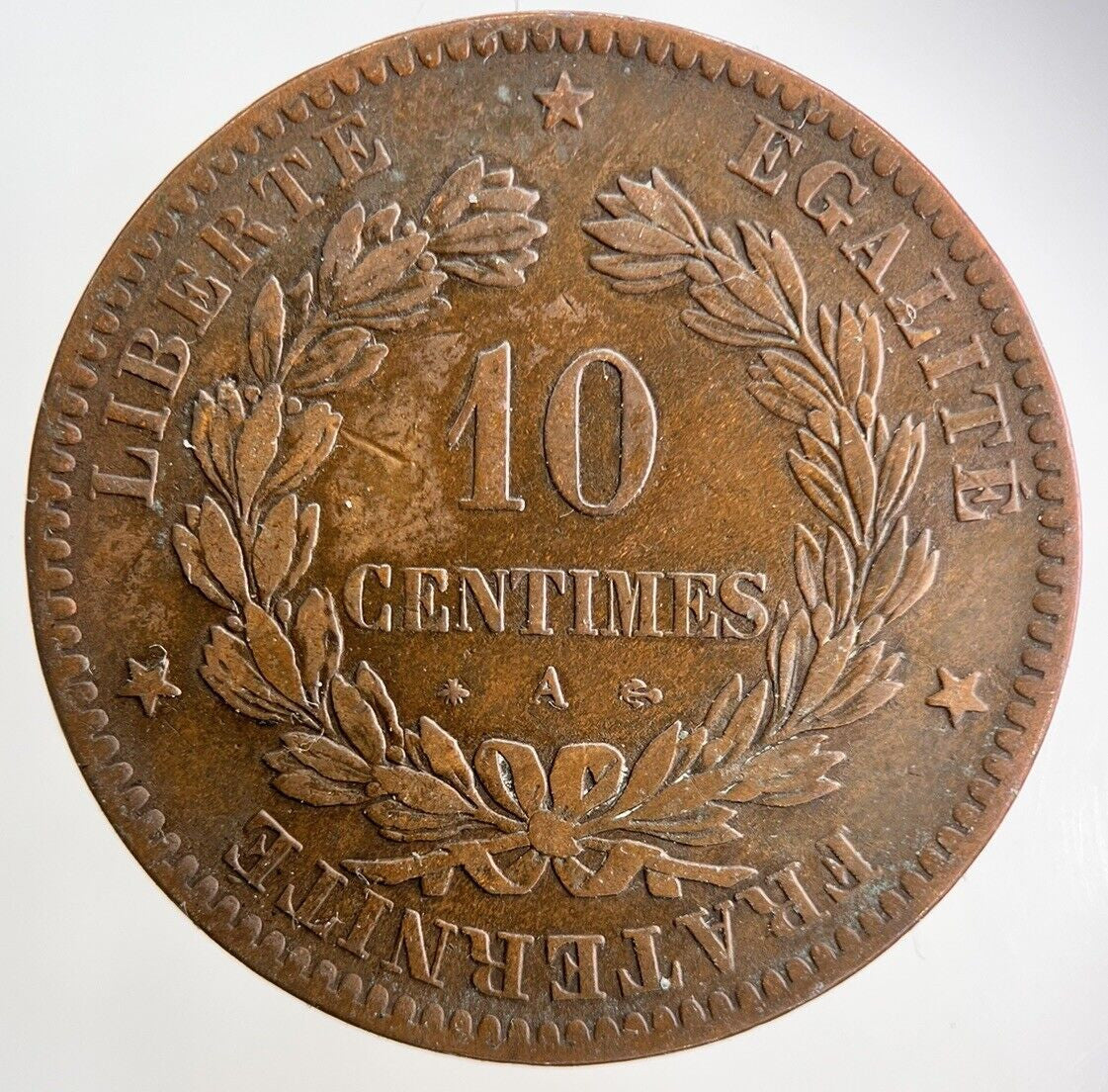 1870 France 10 Centimes Coin | Fine Collectable Grade