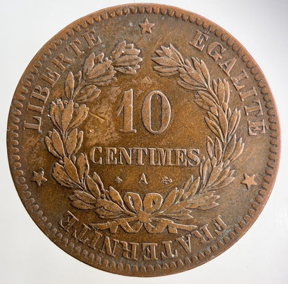 1870 France 10 Centimes Coin | Fine Collectable Grade