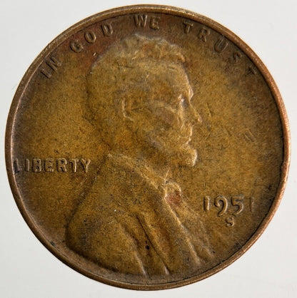 1951 - S US USA One Cent Coin | Fine Collectable Grade