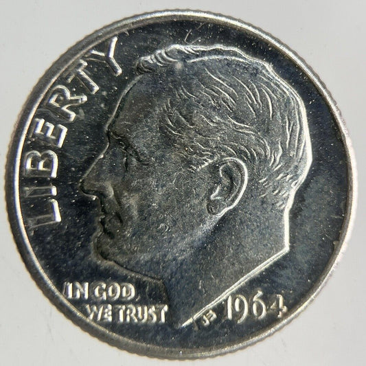 1964 - D US USA Roosevelt Dime Silver Coin | Fine Collectable Grade