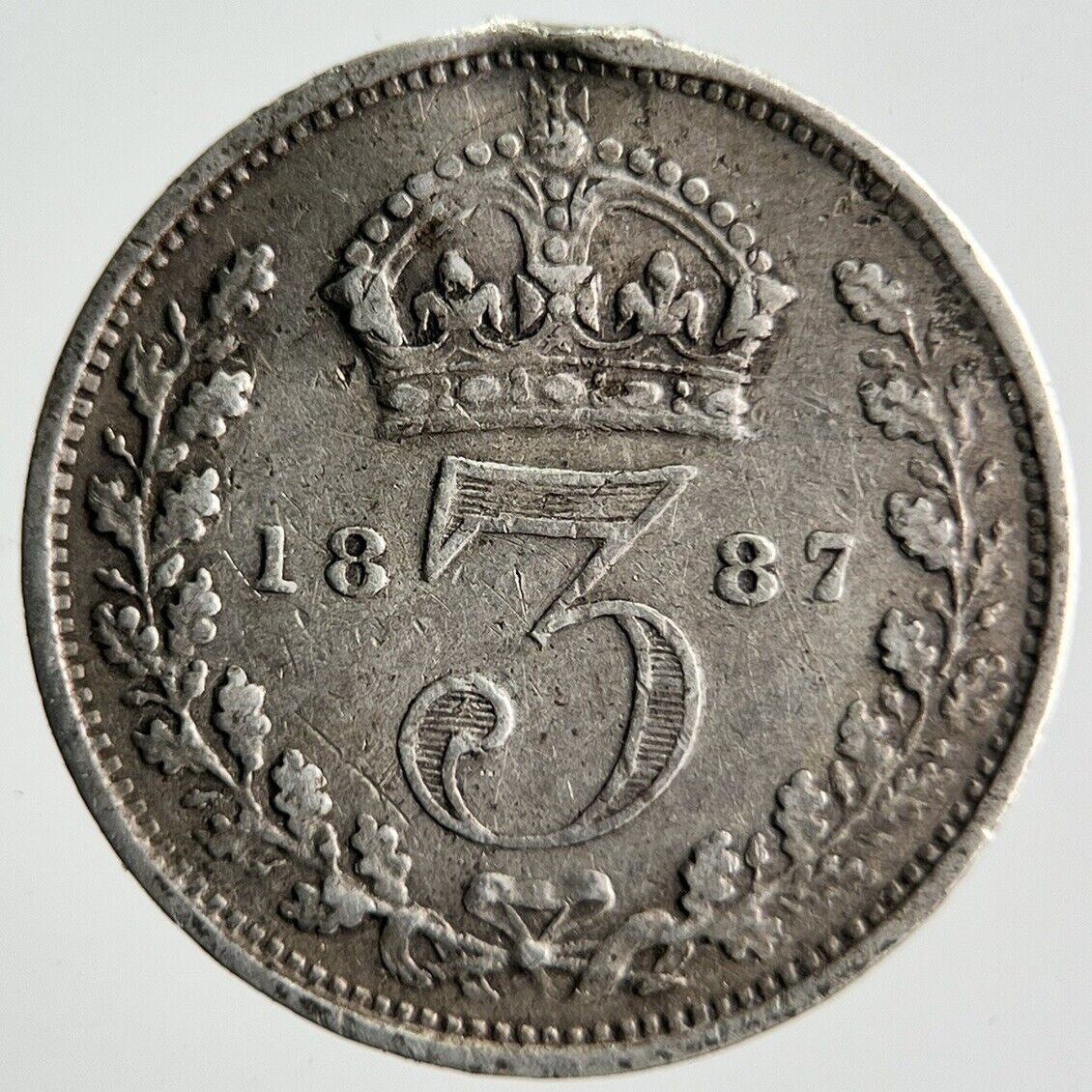 1887 Jubilee Head Victoria Threepence Silver Coin | Very High Grade | a4046