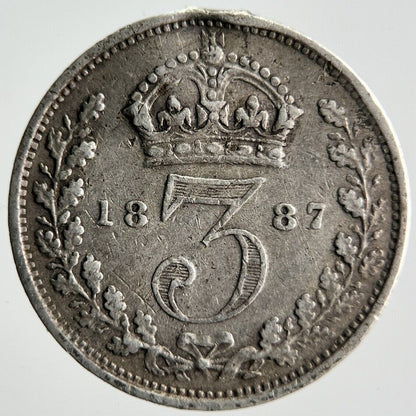 1887 Jubilee Head Victoria Threepence Silver Coin | Very High Grade | a4046