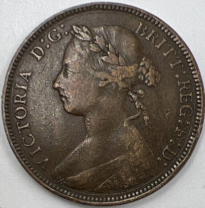 1885 Victoria Half-Penny | British Copper Coin | Fine Collectable Grade | a1086