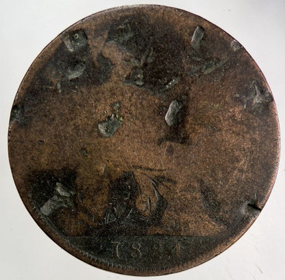 1884 Victoria One Penny Coin | Worn Grade