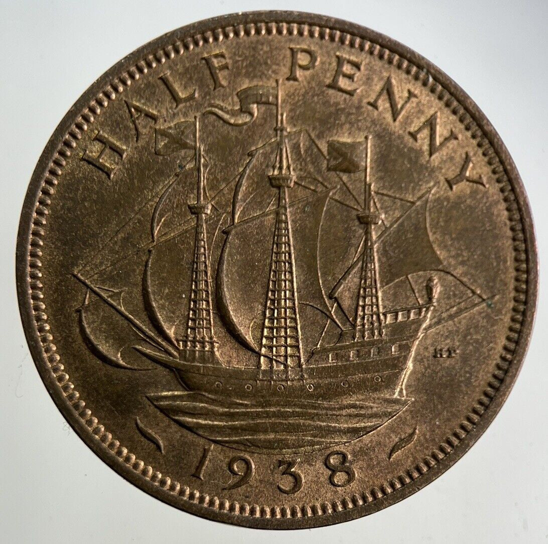 1938 George VI Half-Penny Coin | Very Fine Grade