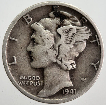 1941 - S US USA Mercury Dime Silver Coin | Collectable Grade | a7821