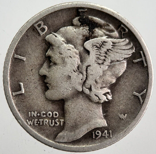 1941 - S US USA Mercury Dime Silver Coin | Collectable Grade | a7821