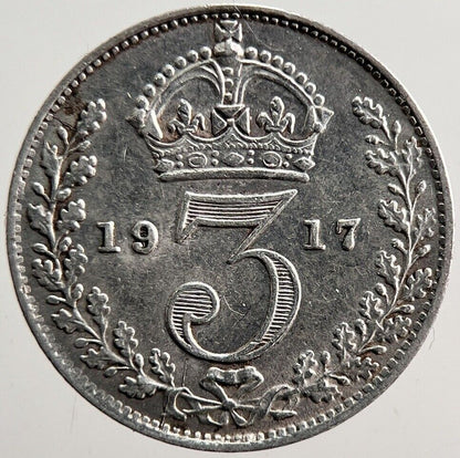1917 George V Threepence Silver Coin | Very High Grade | a3591