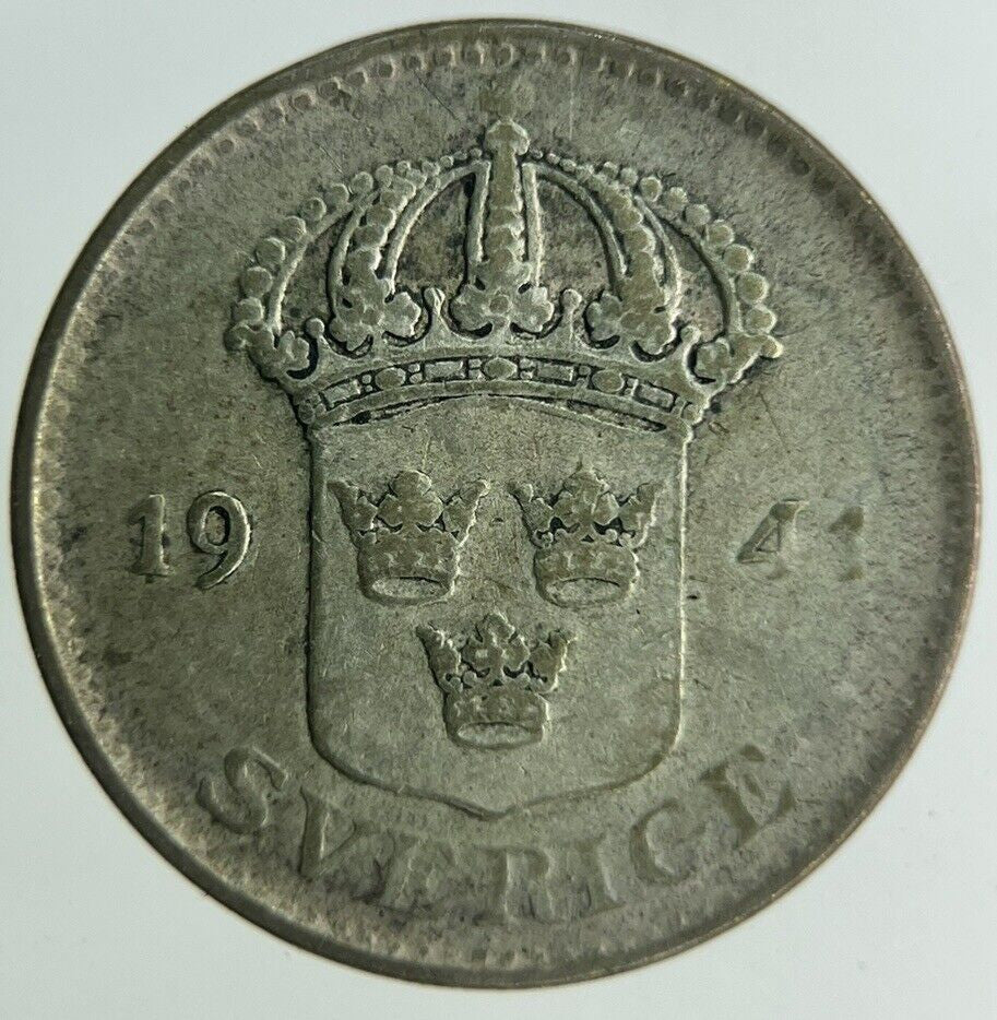 1941 Sweden 25 Ore Silver Coin | Fine Collectable Grade