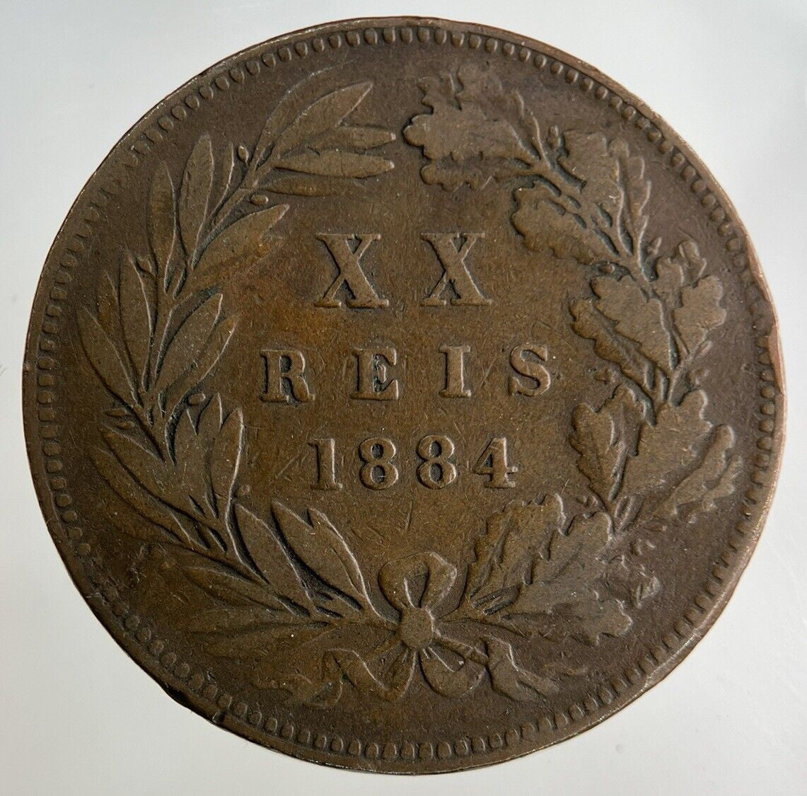 1884 Portugal XX 20 Reis Coin | Fine Collectable Grade