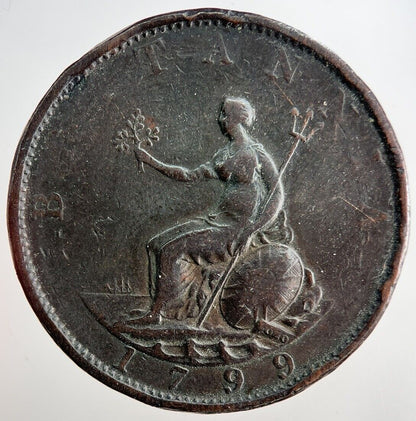 1799 George 3rd III Half - Penny British Coin | Collectable Grade | a3232