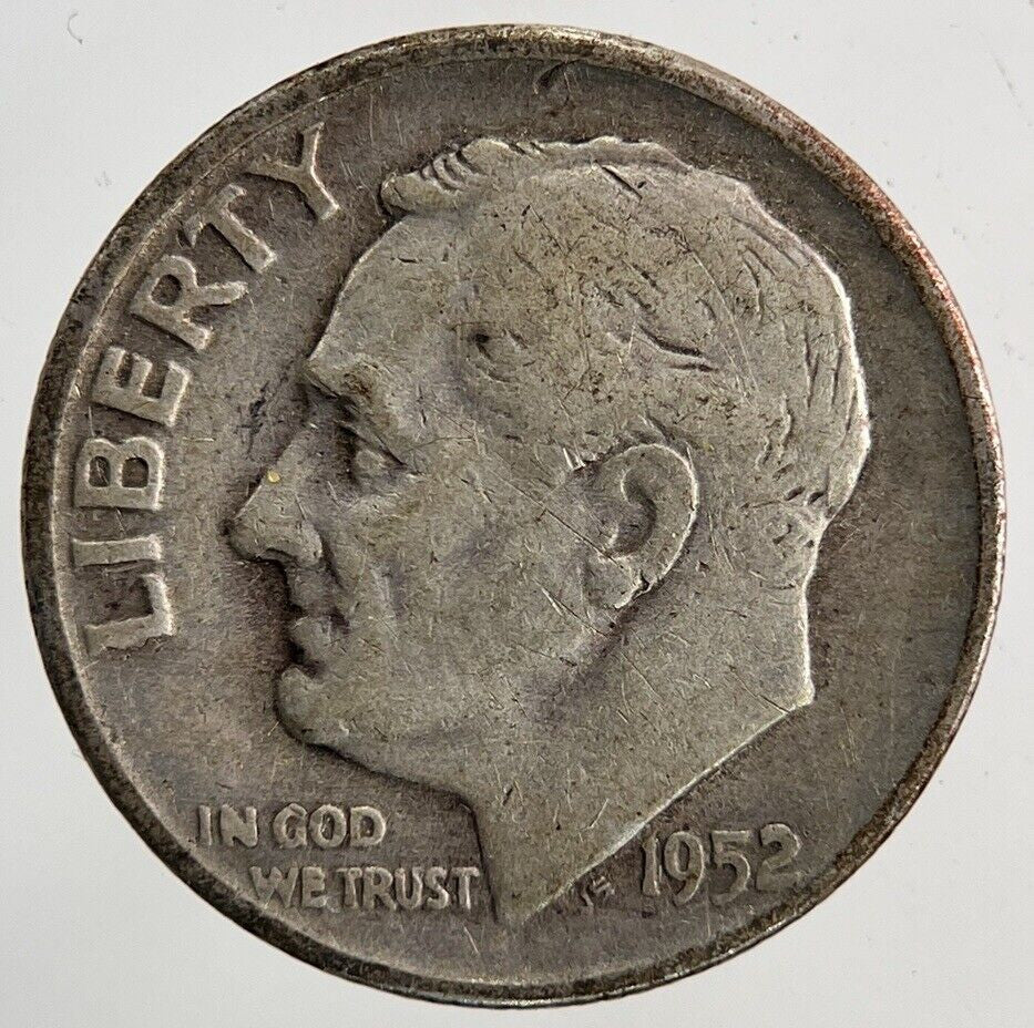1952 - D US USA Roosevelt Dime Silver Coin | Collectable Grade