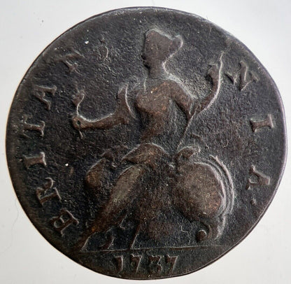 1737 George 2nd II Half-Penny British Coin | Fine Collectable Grade | a6478