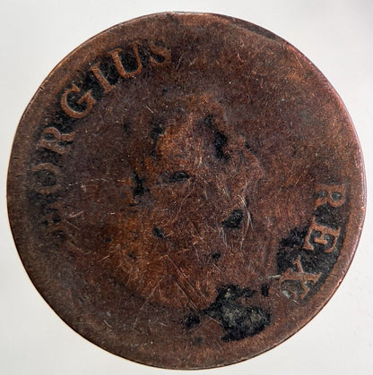Old Irish Hibernia Half - Penny Coin | Fair Grade