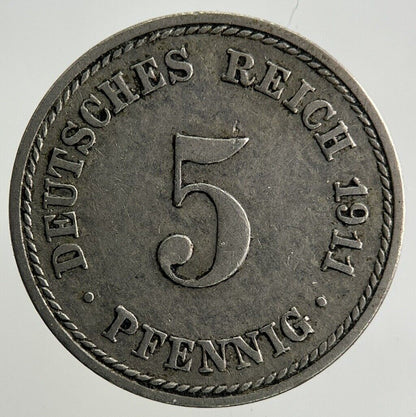 1911 Germany 5 Pfennig Coin | Fine Collectable Grade