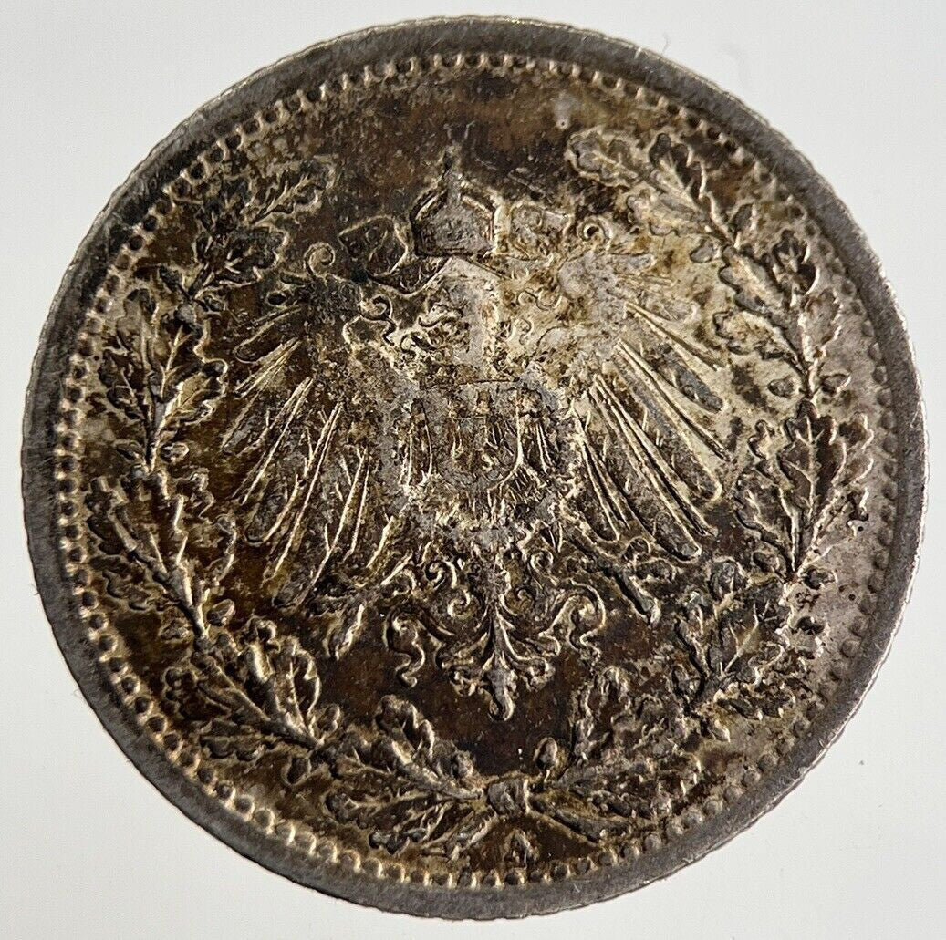 1914 Germany 1/2 Half Mark Silver Coin | Fine Collectable Grade | a8774